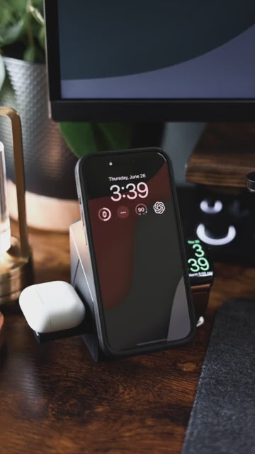 CubeTrick-X 3-in-1 Wireless Charger Qi2 15W Fast Charging Station for iPhone 16/15/14/13/12 & Apple Watch, Foldable Charging Dock with 30W USB Adapter